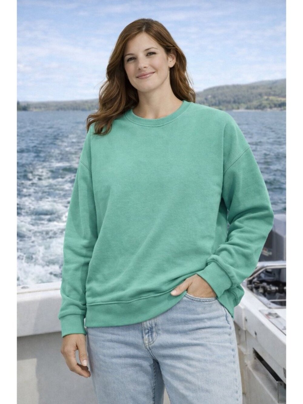 American Eagle Sweatshirt Women Minty Green Fleece over sized heavy warm soft XL